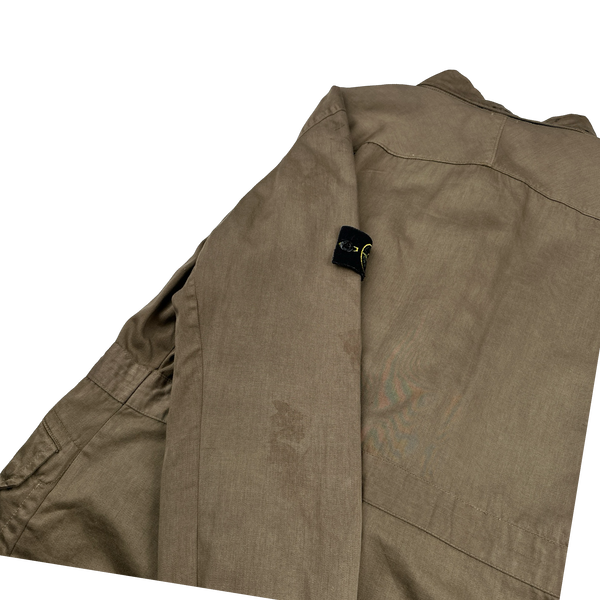 Stone Island 2002 Camel Raso Gommato Field Jacket - Large