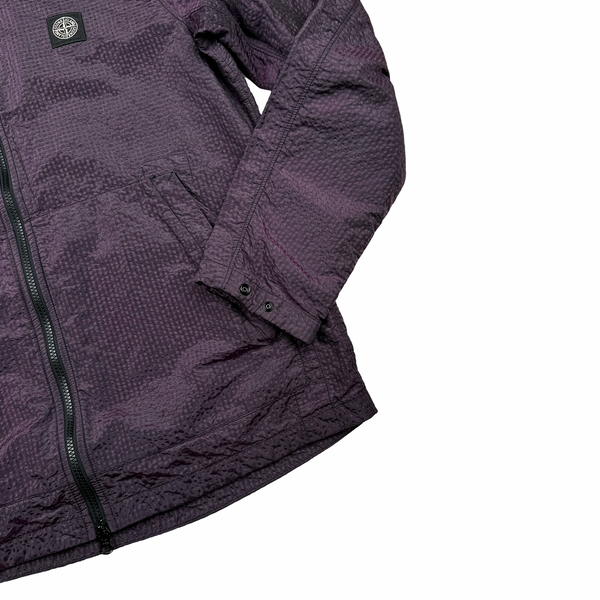 Stone Island Seersucker Purple Nylon Overshirt - Large