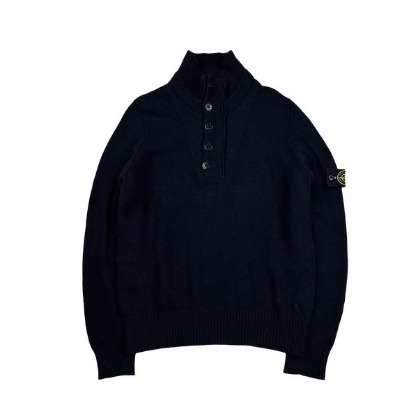 Stone Island 2008 Navy Wool High Neck Pullover Jumper - Large
