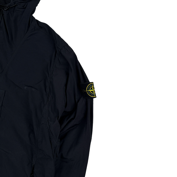 Stone Island 2022 Navy Nylon Quarter Zipped Hooded Smock - Medium