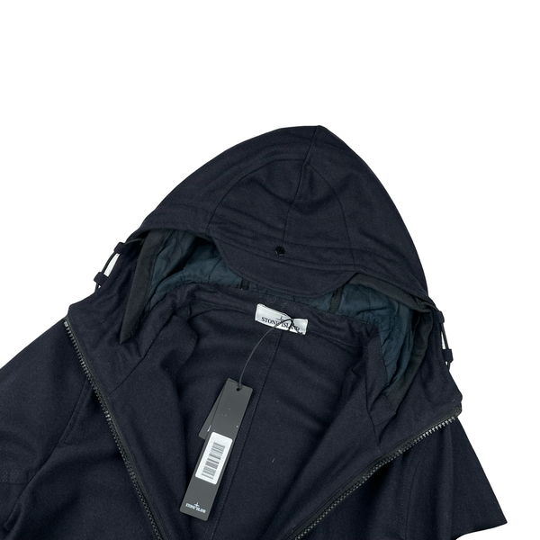 Stone Island Light Navy 2014 Melange Wool Poly Jacket - Medium