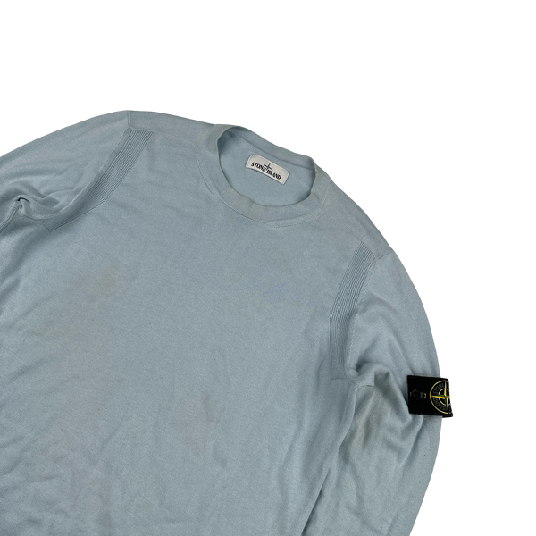 Stone Island 2021 Baby Blue Knit Crewneck Sweatshirt - Medium