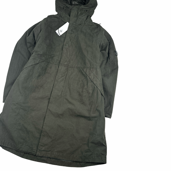 CP Company 50 Fili Khaki Double Lined Long Fish Tail Jacket - Medium