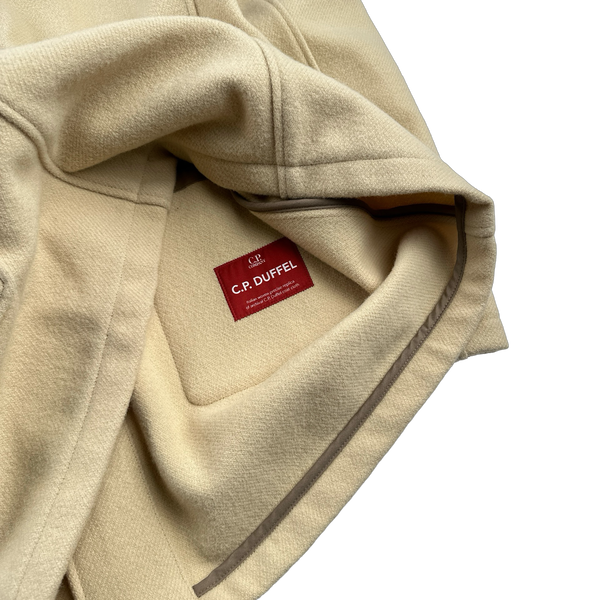 CP Company Tan Wool Spellout Watch Viewer Duffle Jacket - Large