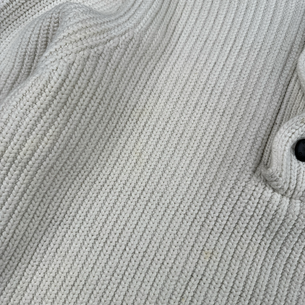 Henri Lloyd Thick Knitted Cotton Hooded White Jumper - XL