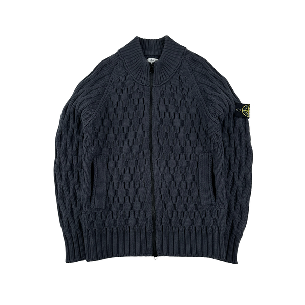 Stone Island 2013 Navy Thick Heavyweight Knit Zipped Jumper - Large