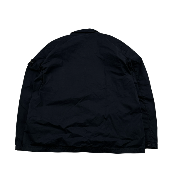 Stone Island 2023 Black Supima Cotton Twill Zipped Overshirt - XL