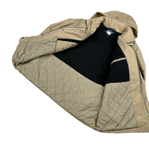 Ralph Lauren Vintage Beige Quilted Fleece Lining Hooded Jacket - Large