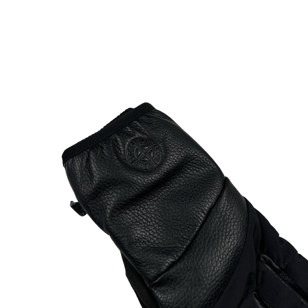 Stone Island Leather Nylon Metal Embossed Compass Gloves