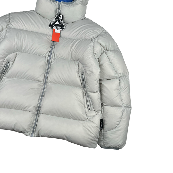 Palace 2024 White Matte Pertex Down Filled Blue Balaclava Puffer Jacket - Medium