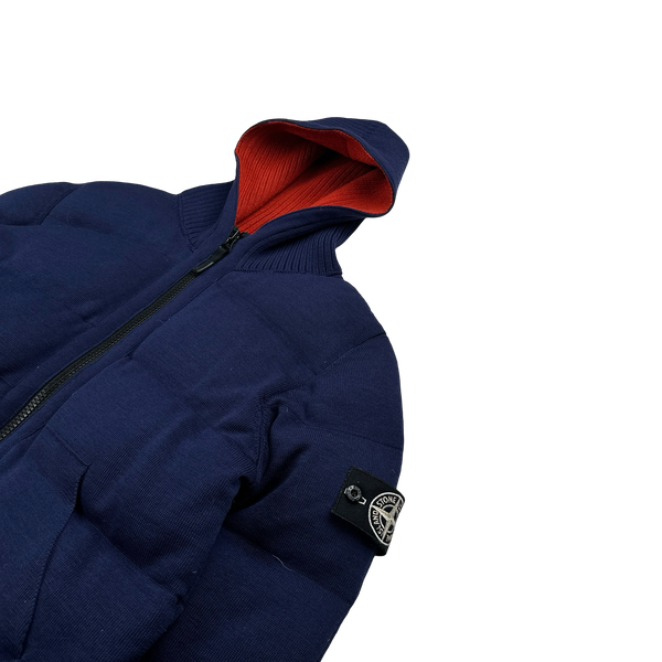 Stone Island 2014 Dark Blue Multi Knit Down Bag Jacket - Medium