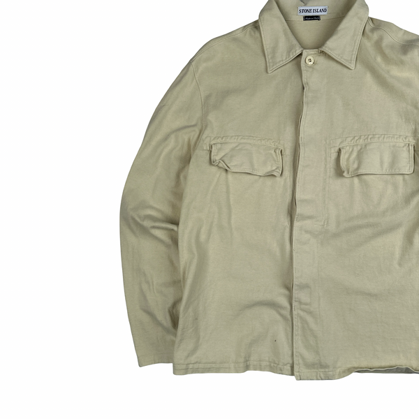 Stone Island 1998 Vintage Butter Yellow Cotton Overshirt - Medium