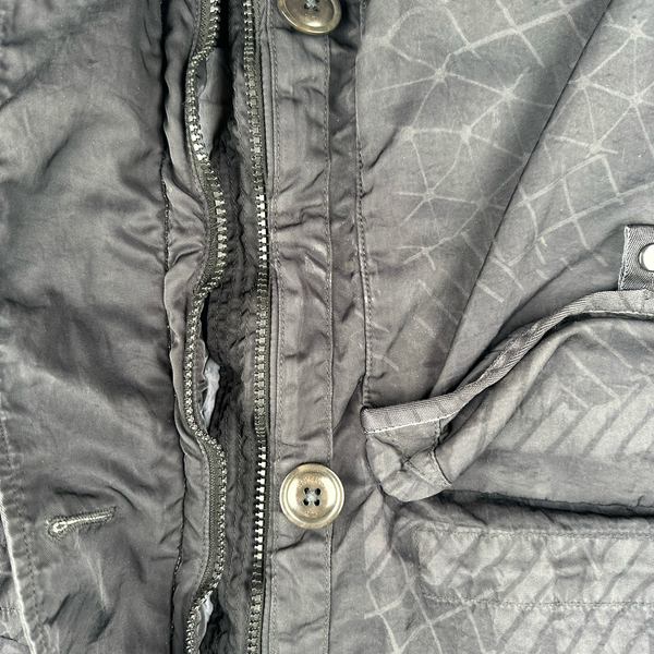 CP Company Black M Bossed Quilted Goggle Jacket - Medium