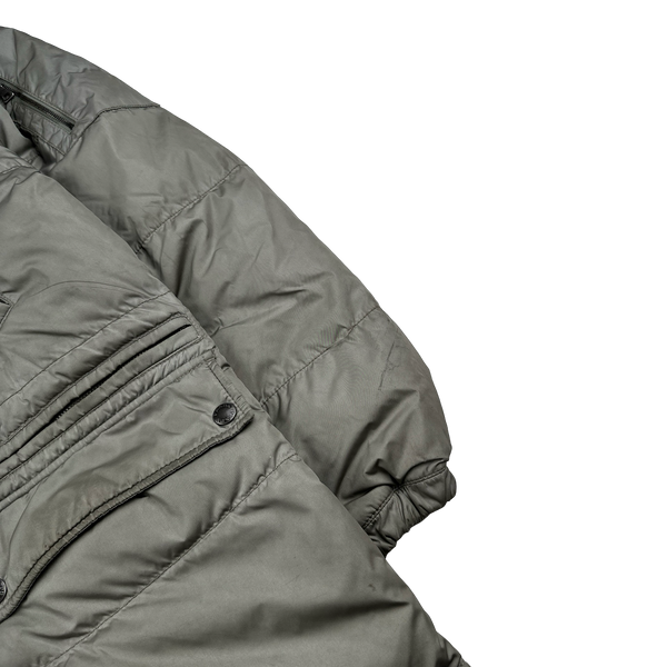 Prada Silver Coyote Fur Hood Black Tab Parka Jacket - Small