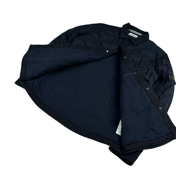 Stone Island Navy Cotton Quilted Overshirt - Large