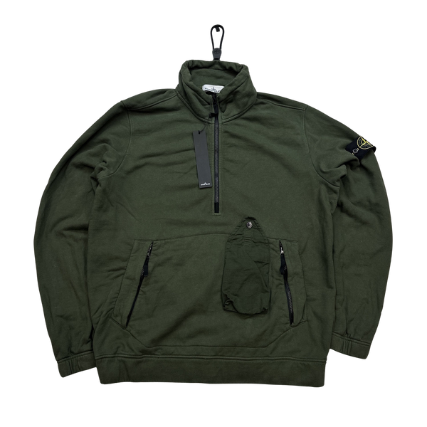 Stone Island Half Zipped Sweatshirt Dark Green - XL