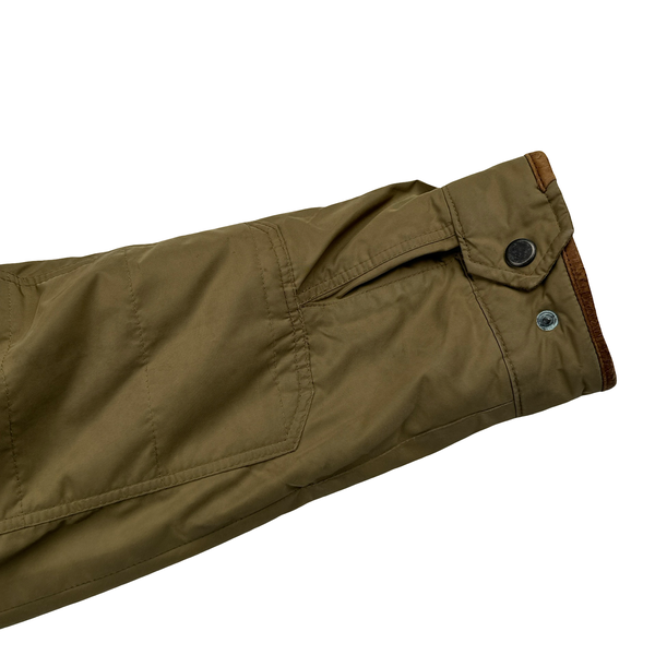 Ralph Lauren Tan Quilted Cargo Zipped Jacket - Large