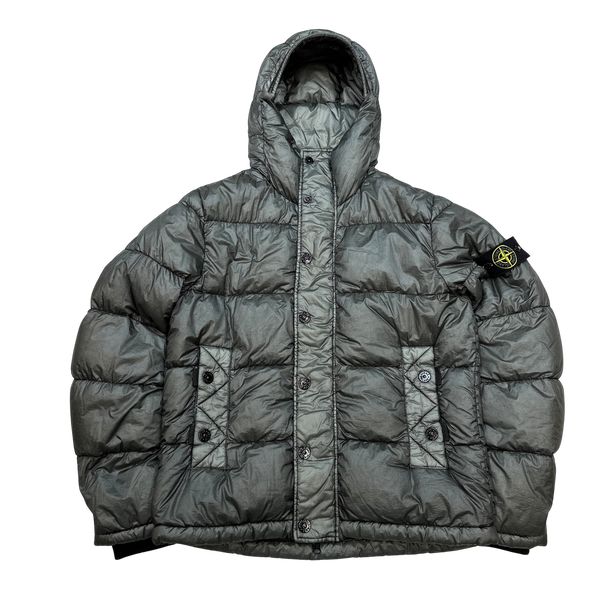 Stone Island Gun Metal Grey Garment Dyed Puffer Jacket - Large