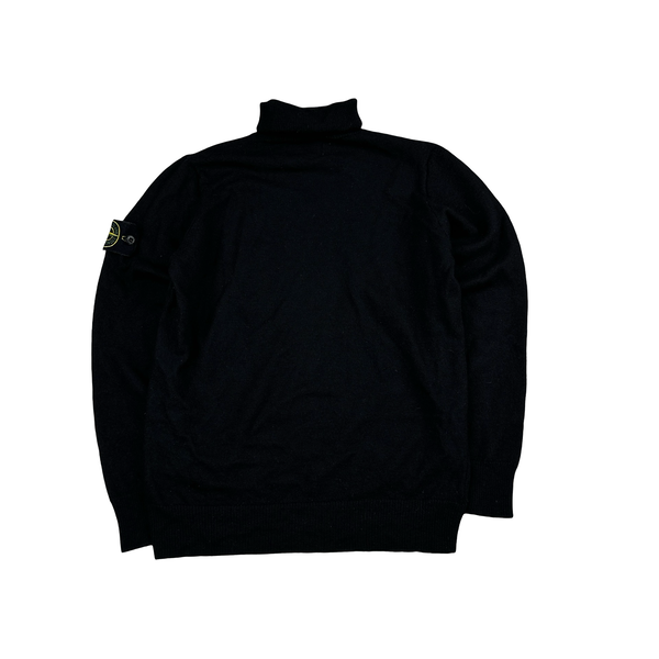 Stone Island 2024 Black Wool High Neck Knit Jumper - Small
