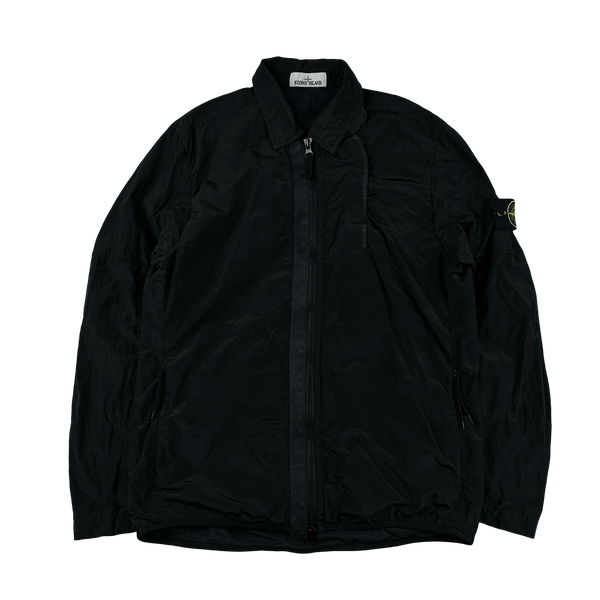 Stone Island Black Shimmer Nylon Metal Cotton Lined Overshirt - Medium