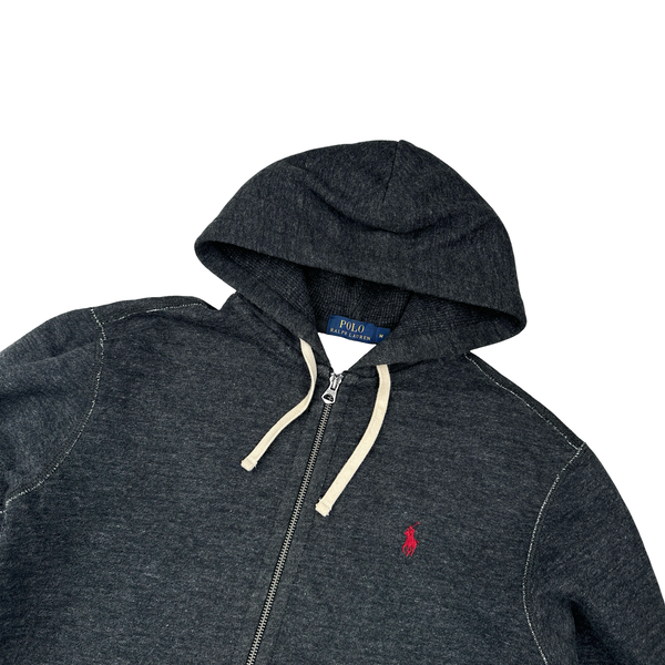 Ralph Lauren Charcoal Thick Cotton Zipped Hoodie - Medium