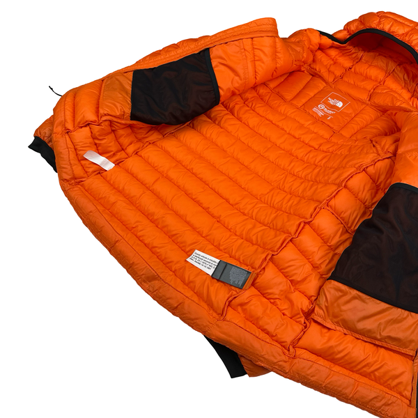 North Face Orange Breithorn Summit Series 800 Down Hooded Puffer Jacket - Small