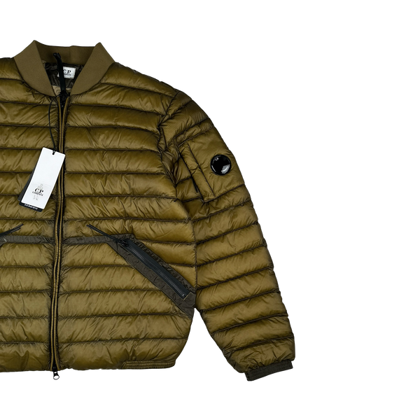 CP Company Khaki DD Shell Collar Puffer Bomber Jacket - Small