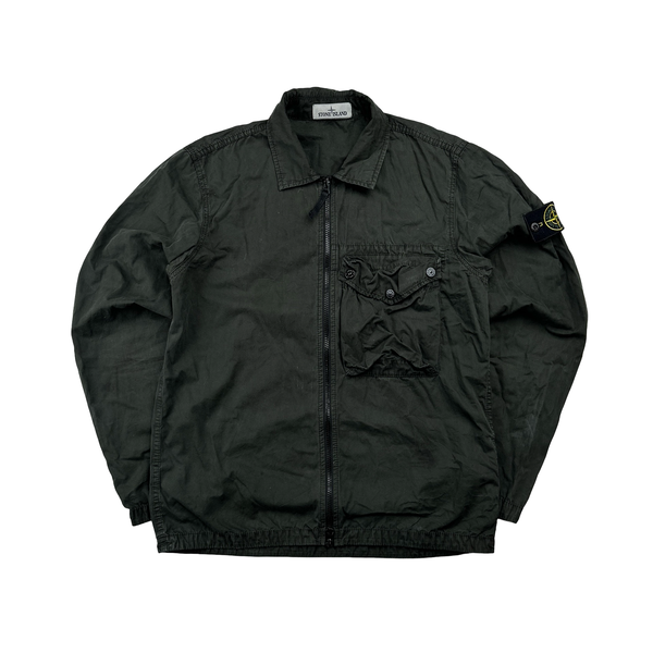 Stone Island 2021 Khaki Green Cotton Overshirt - Medium