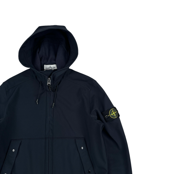 Stone Island 2020 Navy Soft Shell Hooded Jacket - Medium