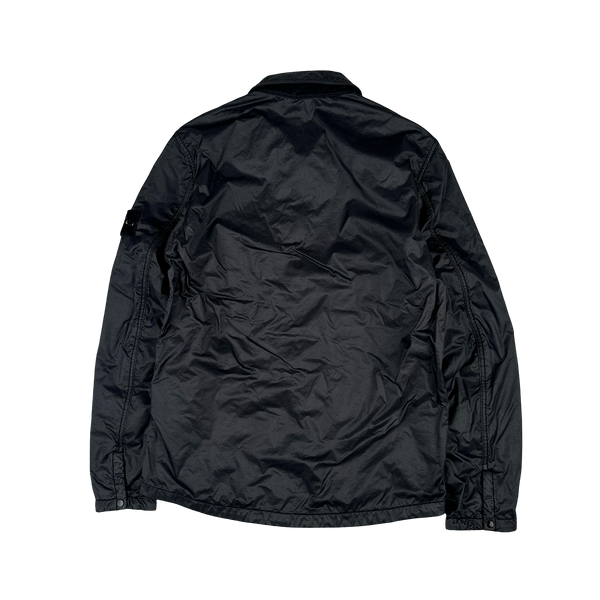 Stone Island 2020 Black Lamy Flock Zipped Overshirt - Small