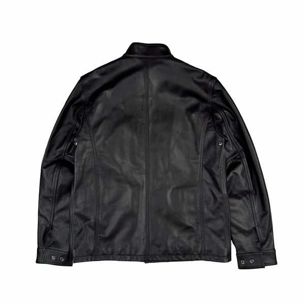 Belstaff Dark Brown Multi Pocket Leather Zipped Heavyweight Jacket - XL