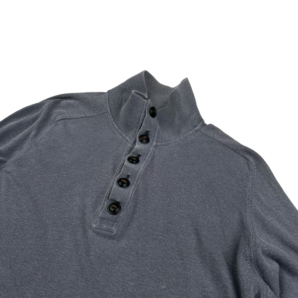 CP Company Grey Quarter Buttoned Pullover Knit Jumper - Large
