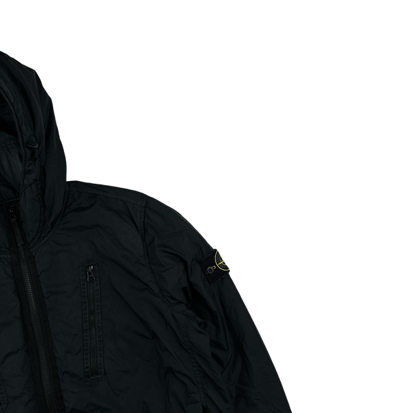 Stone Island 2022 Black Crinkle R-NY Garment Dyed Jacket - Medium