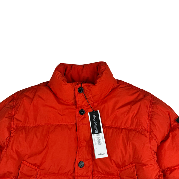 Stone Island 2025 Red Garment Dyed Crinkle Reps NY Puffer Jacket - Small