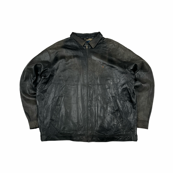 Ralph Lauren Black Heavyweight Leather Jacket - XXL