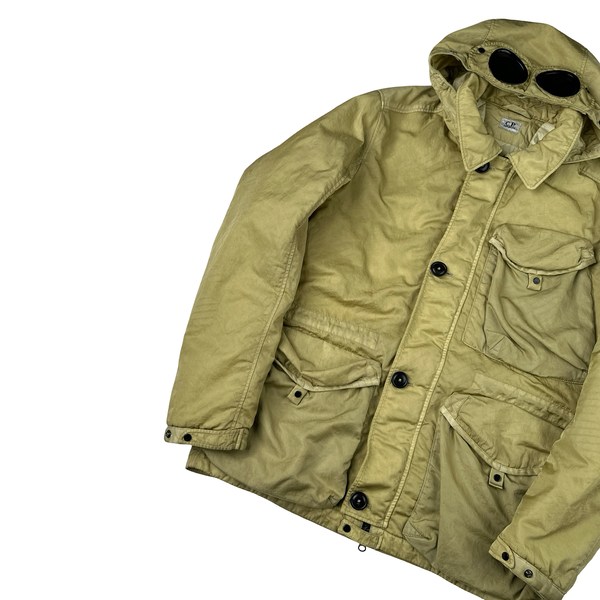 CP Company Yellow M Bossed Quilted Goggle Jacket - Medium