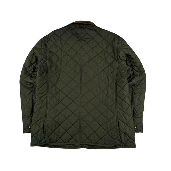 Ralph Lauren Green Quilted Corduroy Collared Shooting Jacket - Large