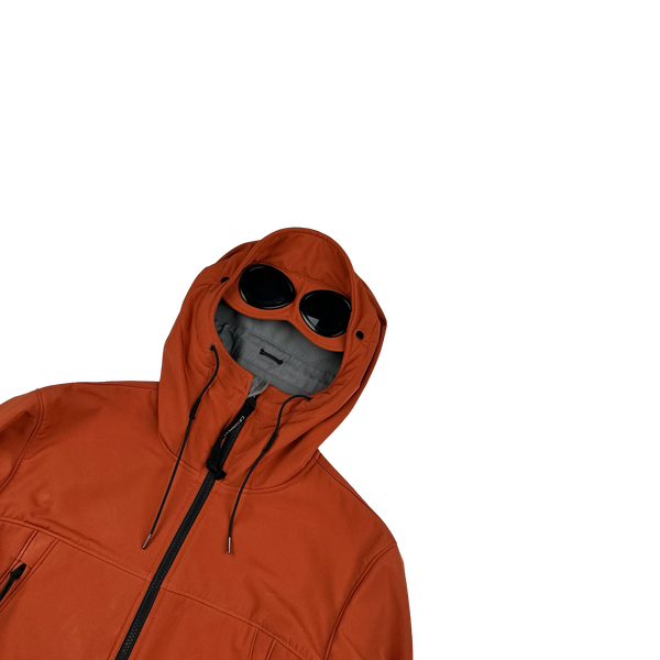 CP Company Burnt Orange Fleece Lined Goggle Soft Shell Jacket - Large