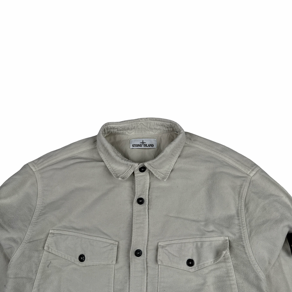 Stone Island Cream Thick Brushed Cotton Overshirt - XL