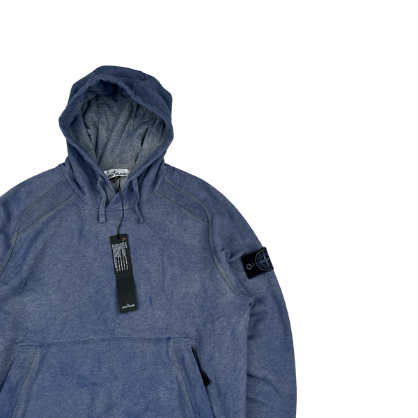 Stone Island 2021 Blue Dust Treatment Pullover Hoodie - Small