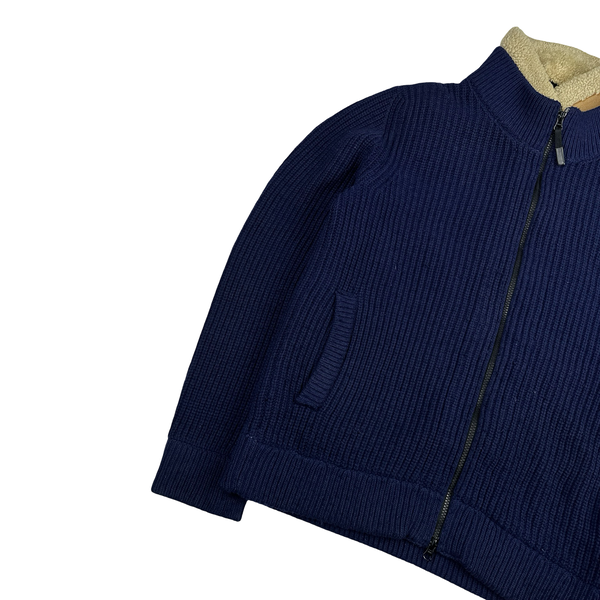 Stone Island 2014 Navy Wool Dutch Rope Lined President Knit Knit - XL