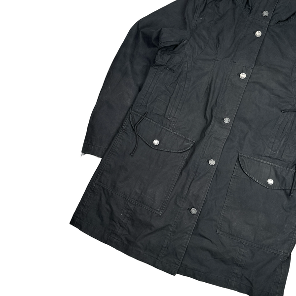 CP Company Black Long Hooded Cotton Blend Jacket - Small