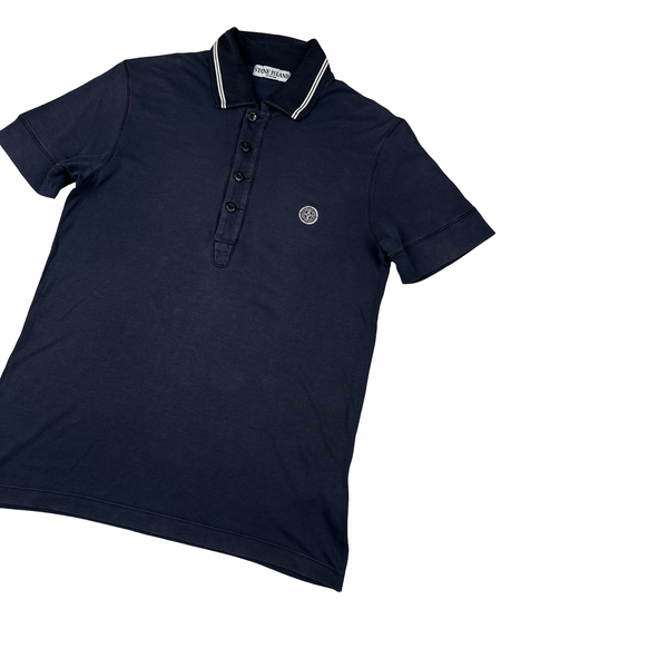 Stone Island 2009 Navy Cotton Spellout Polo Shirt - Medium