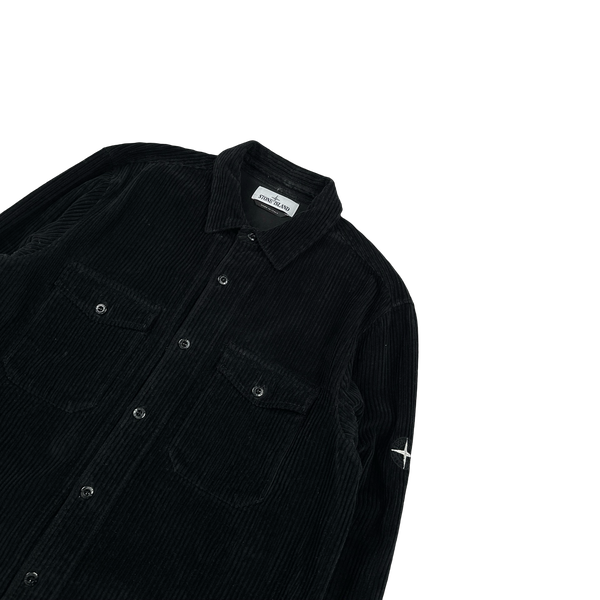 Stone Island 2021 Black Corduroy Overshirt - Large