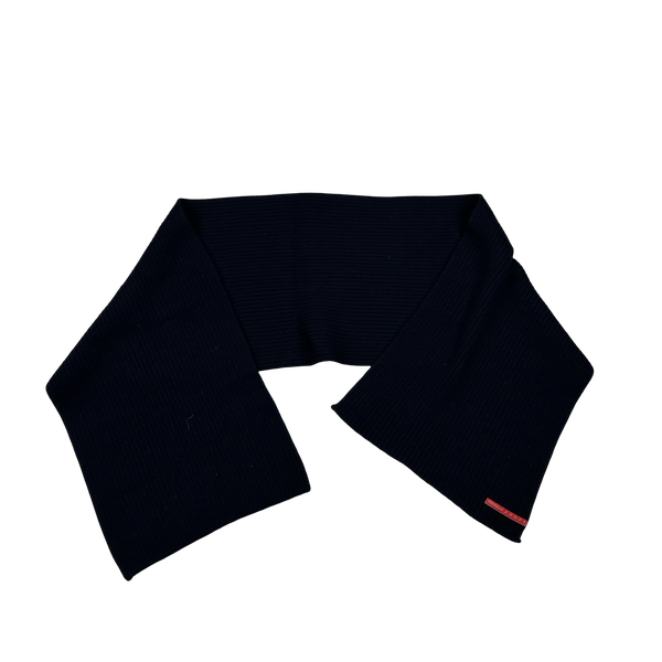 Prada Tab Navy Wool Scarf