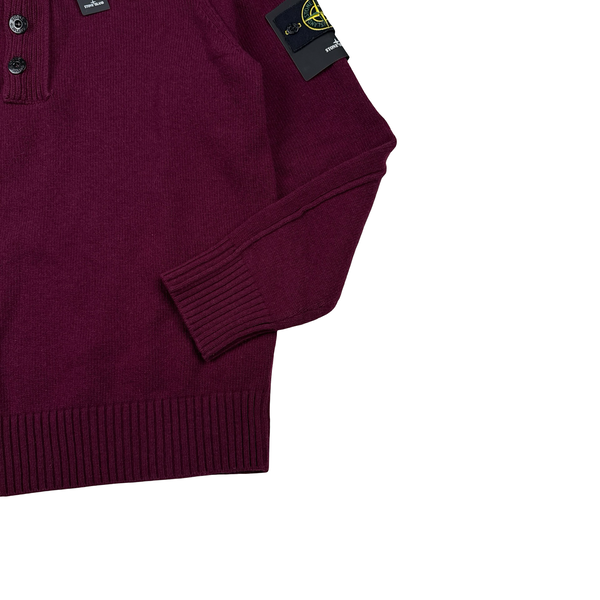 Stone Island 2017 Dark Red High Neck Knitted Jumper - Large