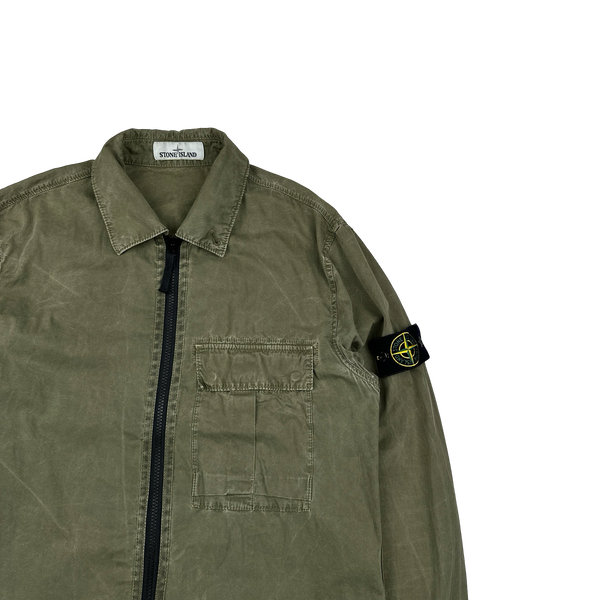 Stone Island 2019 Green Cotton Garment Dyed Overshirt - Medium