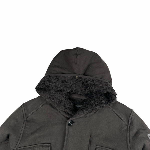 Stone Island 2006 Denims Brown Multi Pocket Fleece Lined Hooded Jacket  - Medium