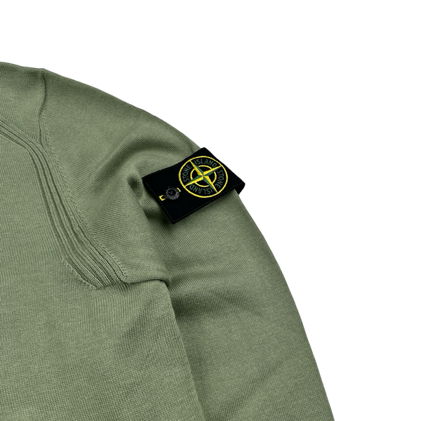 Stone Island 2019 Green Fine Knit Cotton Crewneck Jumper - Small