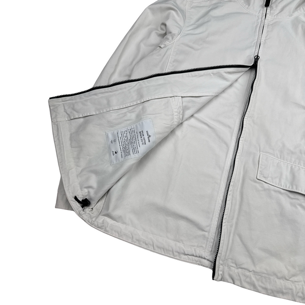 Stone Island 2022 White Batavia Hooded Jacket - Medium